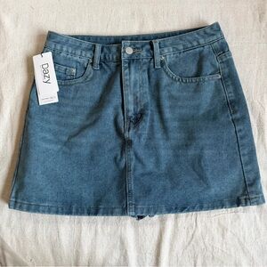 NWT Dazy Denim Skort Med Wash Blue Mini Skirt XL Retro Y2K Festival Clean Girl